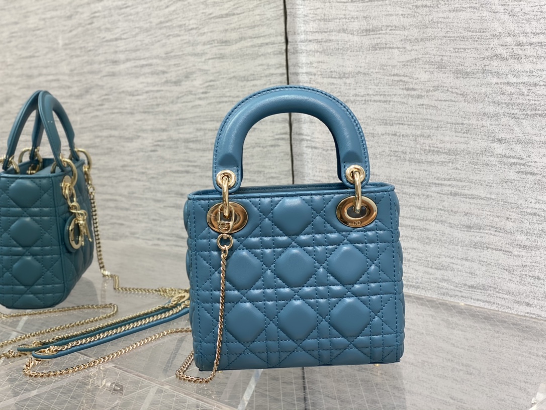 Mini Lady Dior Bag Dark Blue Cannage Lambskin